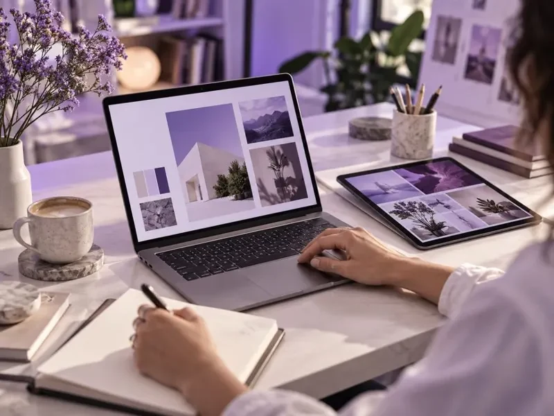 Espacio creativo con herramientas digitales